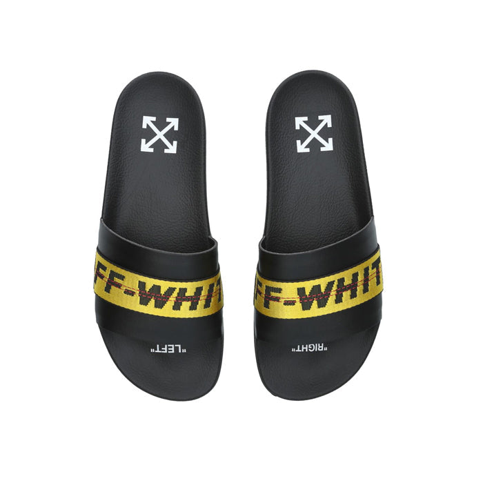 OFF WHITE Industrial Belt Slides Black Yellow Sneaker Plug India